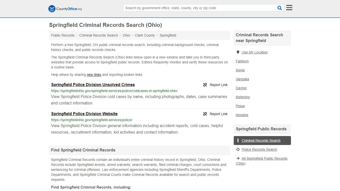 Criminal Records Search - Springfield, OH (Arrests, Jails & Most Wanted ...