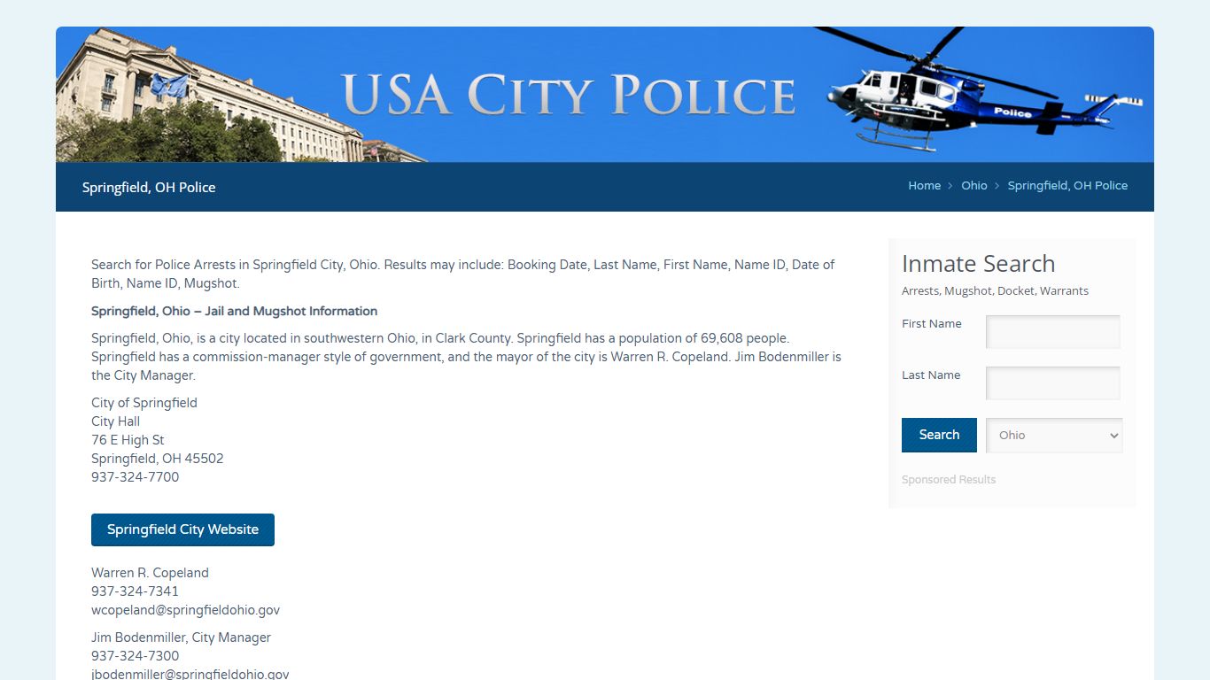 Springfield, OH Police | Jail Records